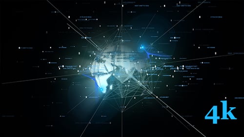 Futuristic Digital Globe Network with Data Flow Background