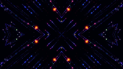 Abstract Glowing Particles Kaleidoscopic Motion Background