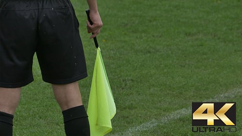 Arbitre de football avec drapeau