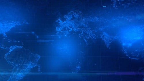 Global Digital World Map Background with HUD Elements