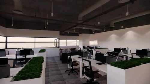 Interior Empty Modern Loft Office open space modern office footage.Modern open concept
