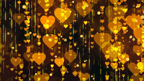 Romantic Golden Hearts Falling Digital Background Loop