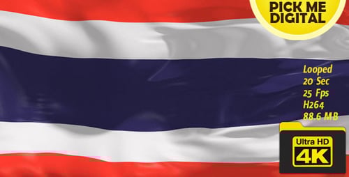 Waving Thailand Flag Seamless Loop Animation