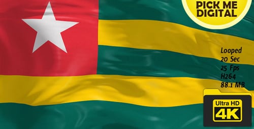 Realistic Togo National Flag Waving in Wind Loop