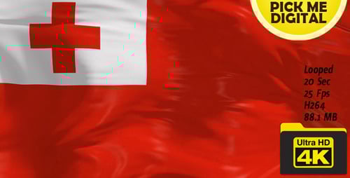 Realistic Looping Tonga Flag Waving Animation