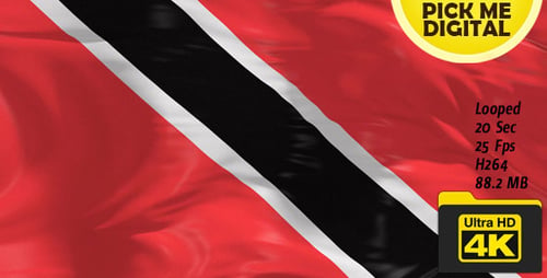 Waving National Flag of Trinidad and Tobago Loop