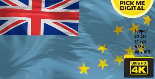 Realistic Waving Tuvalu National Flag Loop Animation