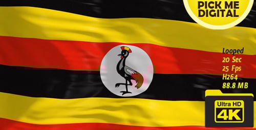 Uganda Flag Waving Animation for National Projects