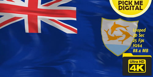 Anguilla National Flag Realistic Waving Seamless Loop