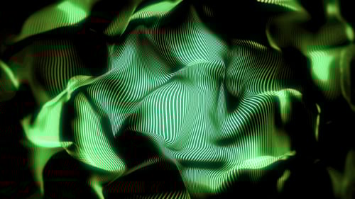 Abstract Wavy Glowing Green Lines Background
