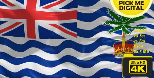British Indian Ocean Territory Flag Waving Realistic Loop