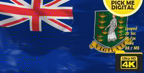 Waving British Virgin Islands Flag Realistic Animation