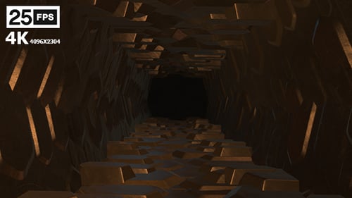 Abstract Geometric Tunnel Flythrough with Golden Light Animation
