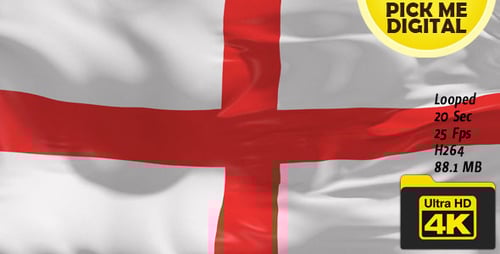 Realistic Waving England Flag Seamless Loop Animation