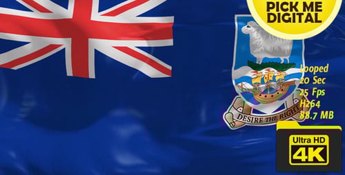 Falkland Islands National Flag Realistic Waving Loop