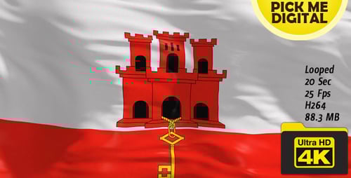Realistic Waving Gibraltar Flag Loop Animation