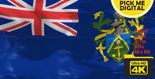 Realistic Pitcairn Islands Flag Waving Seamless Animation