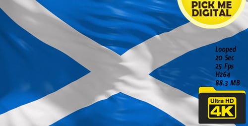 Realistic Waving Flag of Scotland Animation Loop