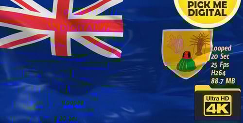 Turks and Caicos Islands Flag Waving Animation Loop 4K