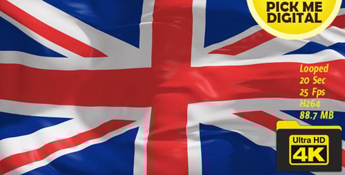Realistic Waving United Kingdom Flag Loop Animation