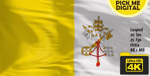 Realistic Waving Vatican City Flag Animation Loop