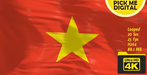 Animated Vietnam Flag Waving Seamless Loop
