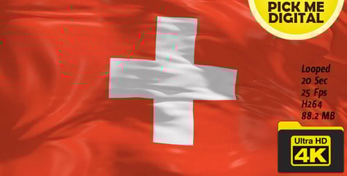 Realistic Waving Switzerland Flag Animation Loop 4K