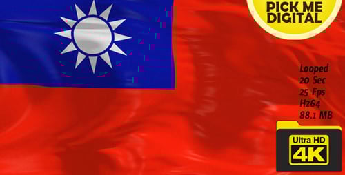 Waving Taiwan Flag 3D Realistic Animation