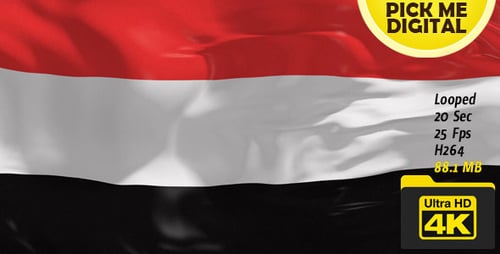 Realistic Waving Yemen Flag Animation