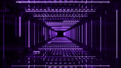 Seamless Loop of Futuristic Neon Purple Tunnel