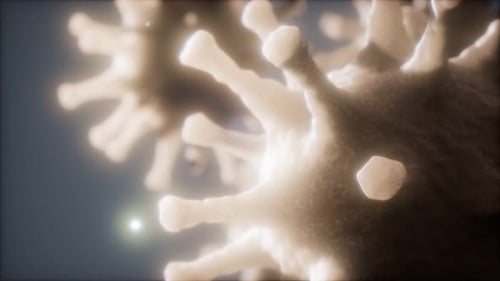 Detailed 3D Virus Rotating Animation with Glowing Elements