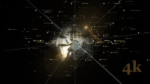 Digital Global Network Connection with Abstract Data Animation