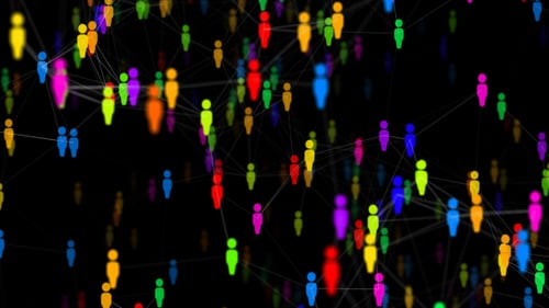 Abstract Network of Colorful People Icons Interconnected Animation