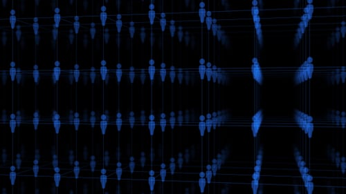 Futuristic Digital People Network Grid Animation
