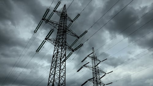 Electricity Pylon with Stormy Sky