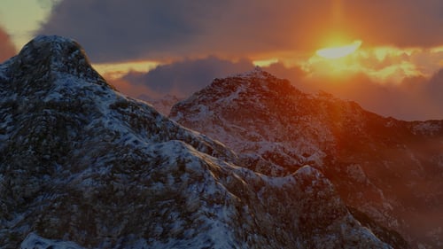 Abstrakte Luftberglandschaft bei Sonnenuntergang 12