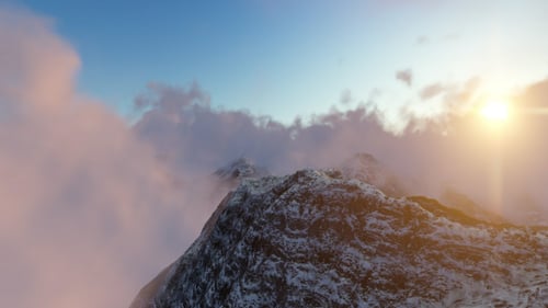 Snowy Mountain and Clouds