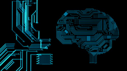 Animated Circuit Board Forming Digital Brain