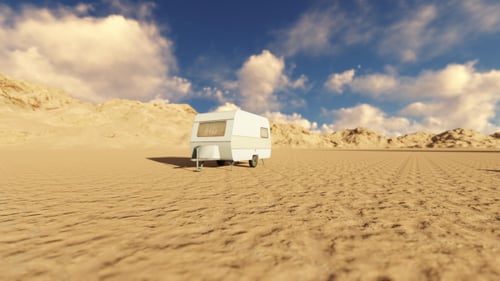 Caravan and Mountains