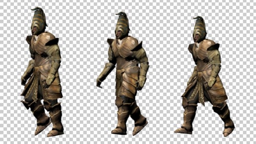 3D Armored Warrior Character Walk Cycle Animation
