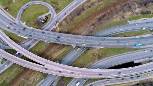 Aerial View of a Freeway Intersection