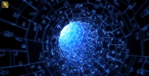 Futuristic Digital Tunnel Hyperspace Loop Animation