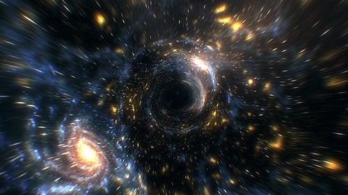 Futuristic Cosmic Wormhole Journey Through Starfield Animation