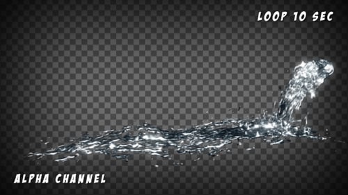 Fluid Water Splash and Flow with Transparent Background Loop