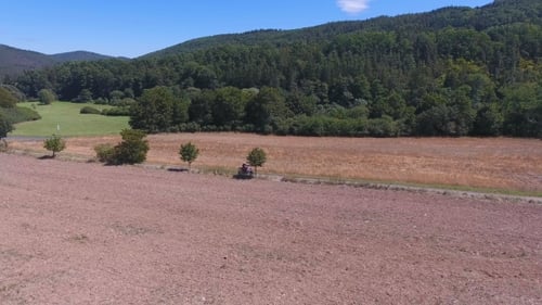 Aerial View of Motorcycle on the Rural Road