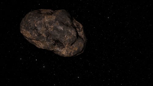 Rotating 3D Asteroid Flying in Starry Space