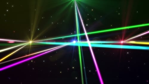 Vibrant Neon Laser Beams with Twinkling Stars Background