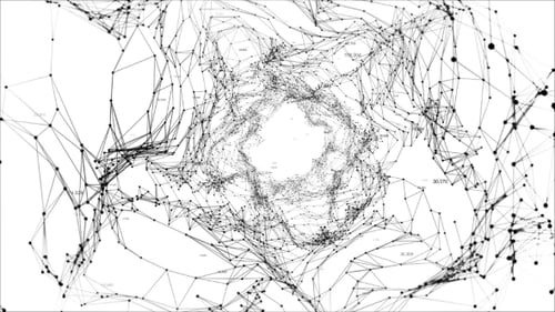 Abstrakter Schwarzweißraum-Hintergrund, Geometrieoberflächen, Linien und Punkte