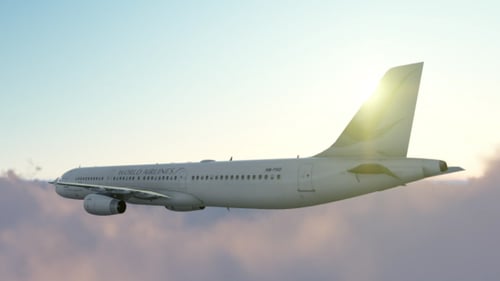 Realistic Airplane Flying Above Clouds 3D Animation
