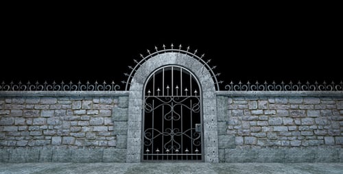Stone Wall Iron Gate Opening Reveal